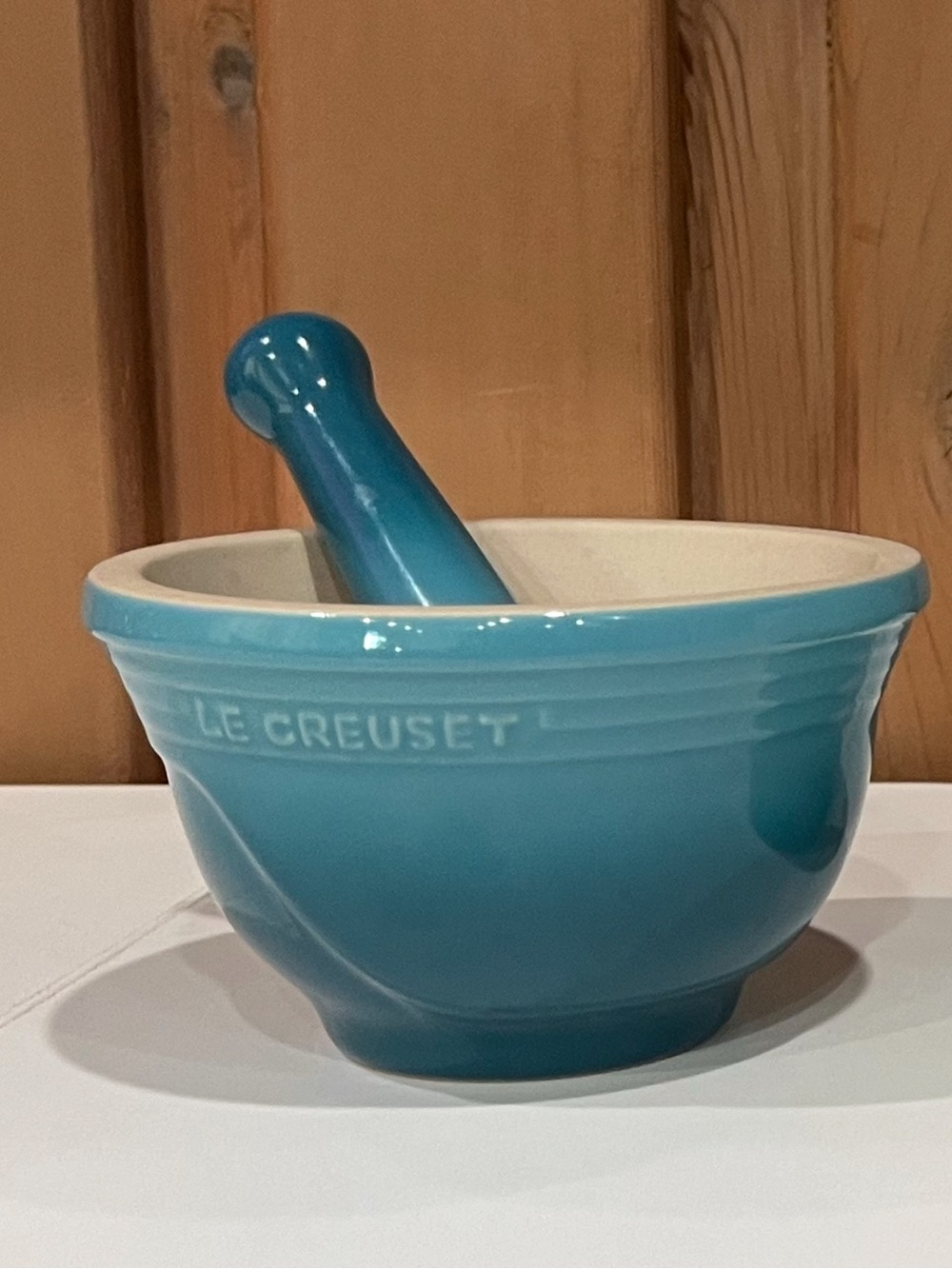 Le Creuset Caribbean Blue Ceramic Mortar and Pestle